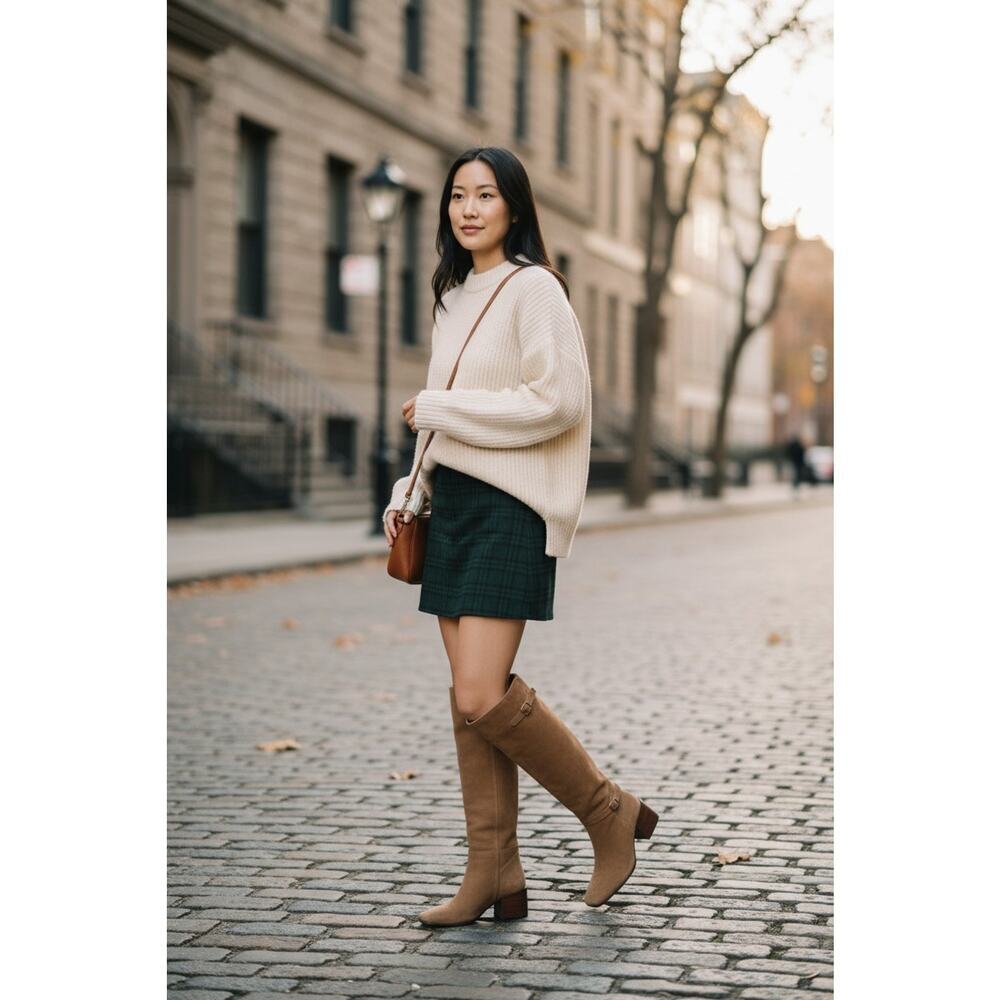 Blondo Twyla Tall Suede Boots Women's 7M Tan Beige Waterproof Knee High Riding